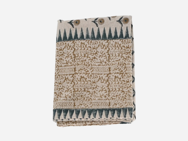Fiona Floral Block Print Tablecloth