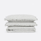 Freesia Ice Blue Block Print Cotton Duvet Cover Set