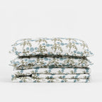 Tony Ice Blue Block Print Cotton Duvet Cover Set