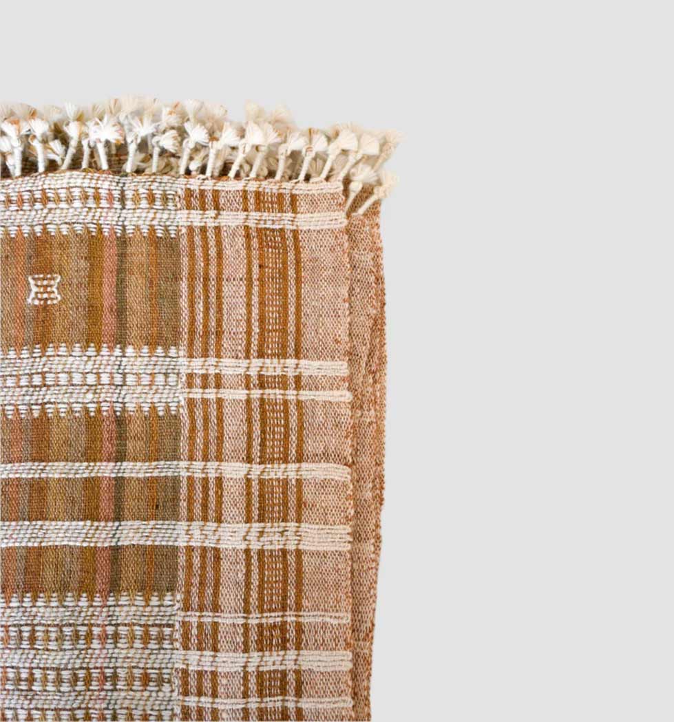 Handwoven Vintage Bhujodi Bed Throw Rust and Sandstone