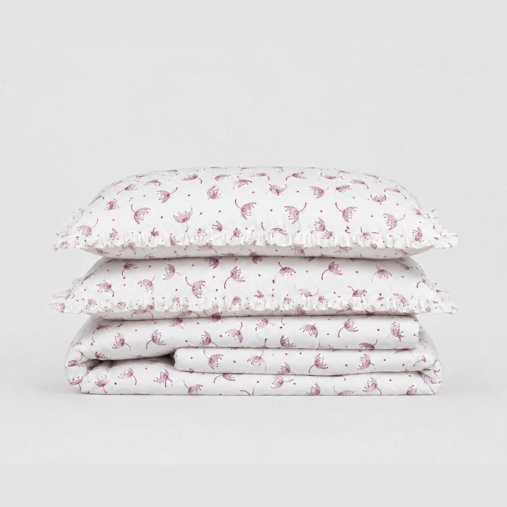 Dandellions Block Print Cotton Duvet Cover Set