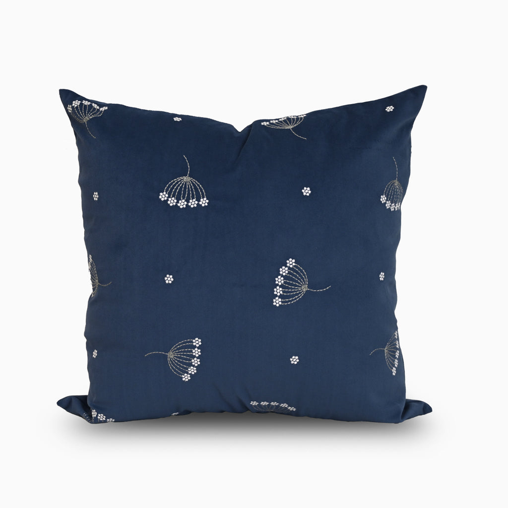 Ink Blue Embroidered Velvet Cushion Cover Pillow Covers