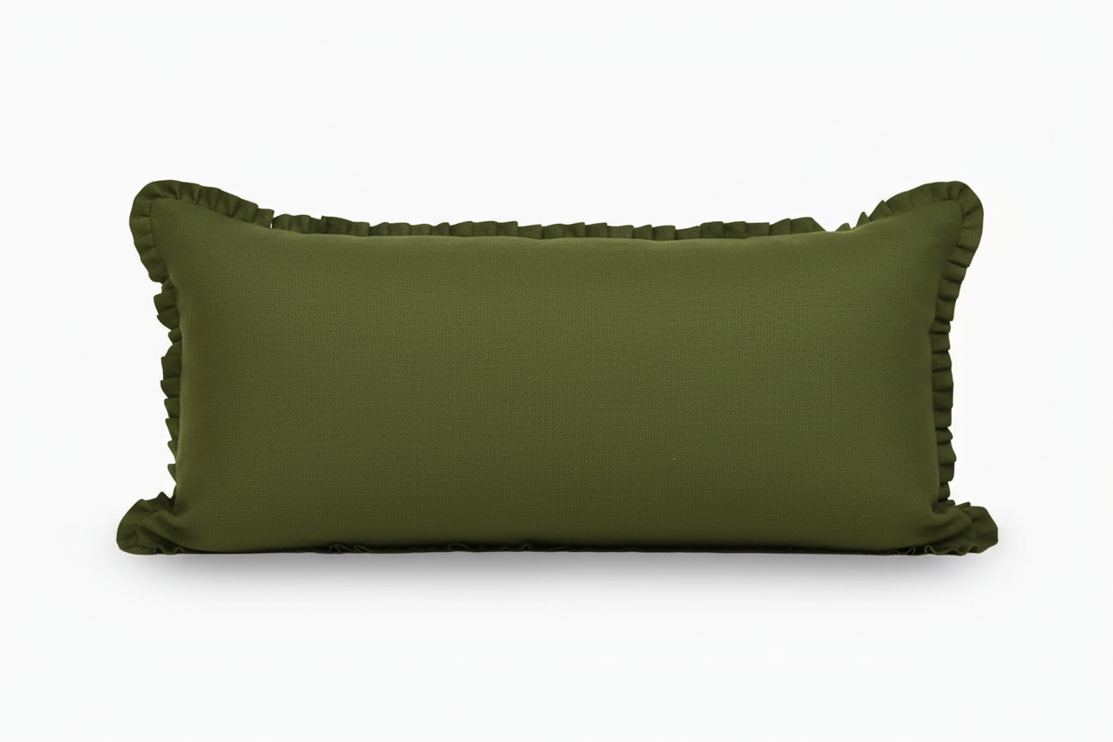 Quincy Linen Woodland Green Pillow Cover Ruffle Pillow Covers