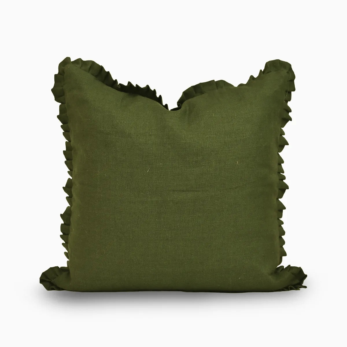 Quincy Linen Woodland Green Pillow Cover Ruffle Pillow Covers
