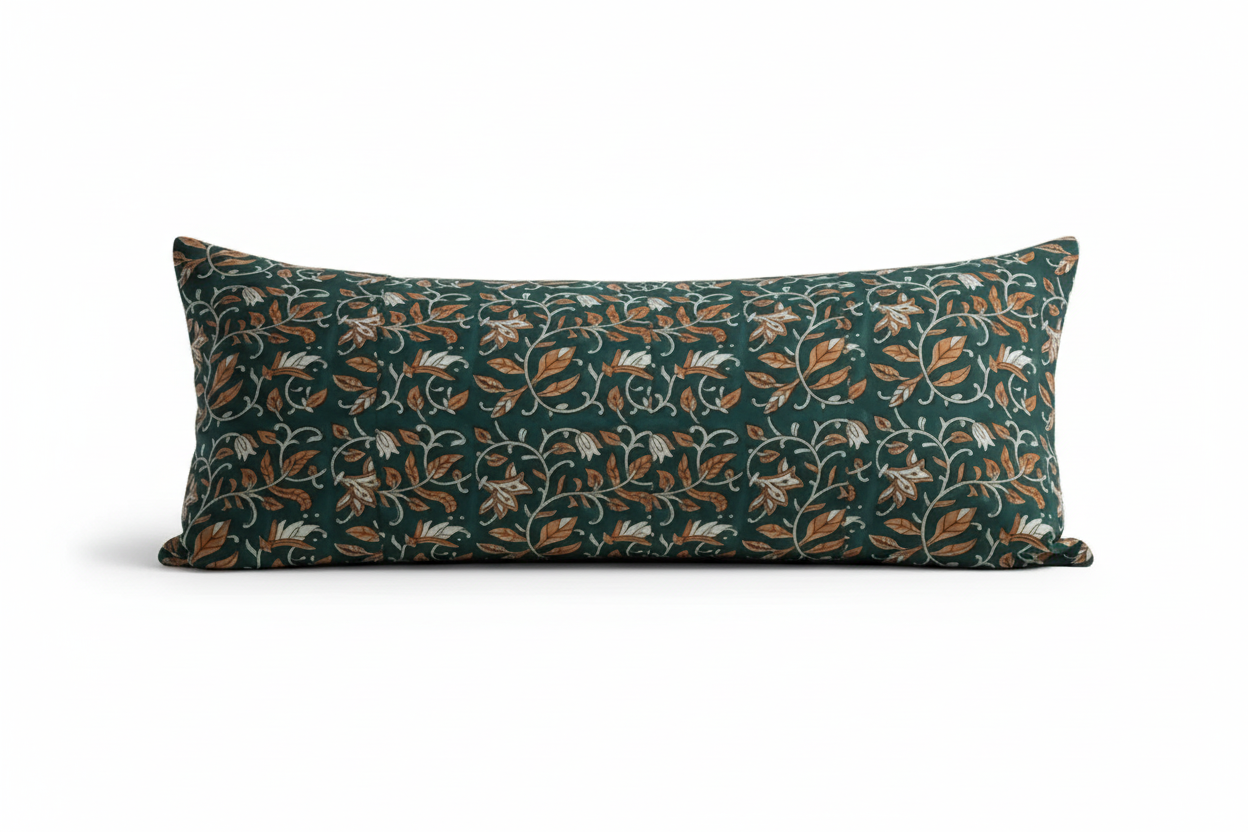 Sadie Botanical Print Deep Teal Pillow Cover Pillow Covers