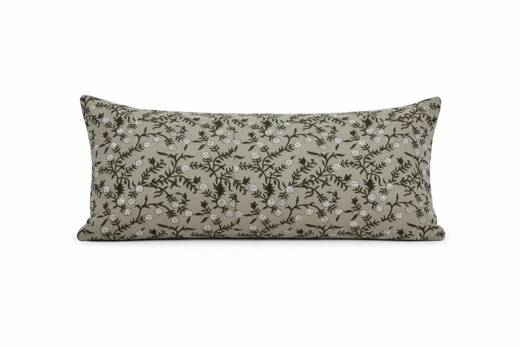 Louis Botanical Print Natural Linen Pillow Cover