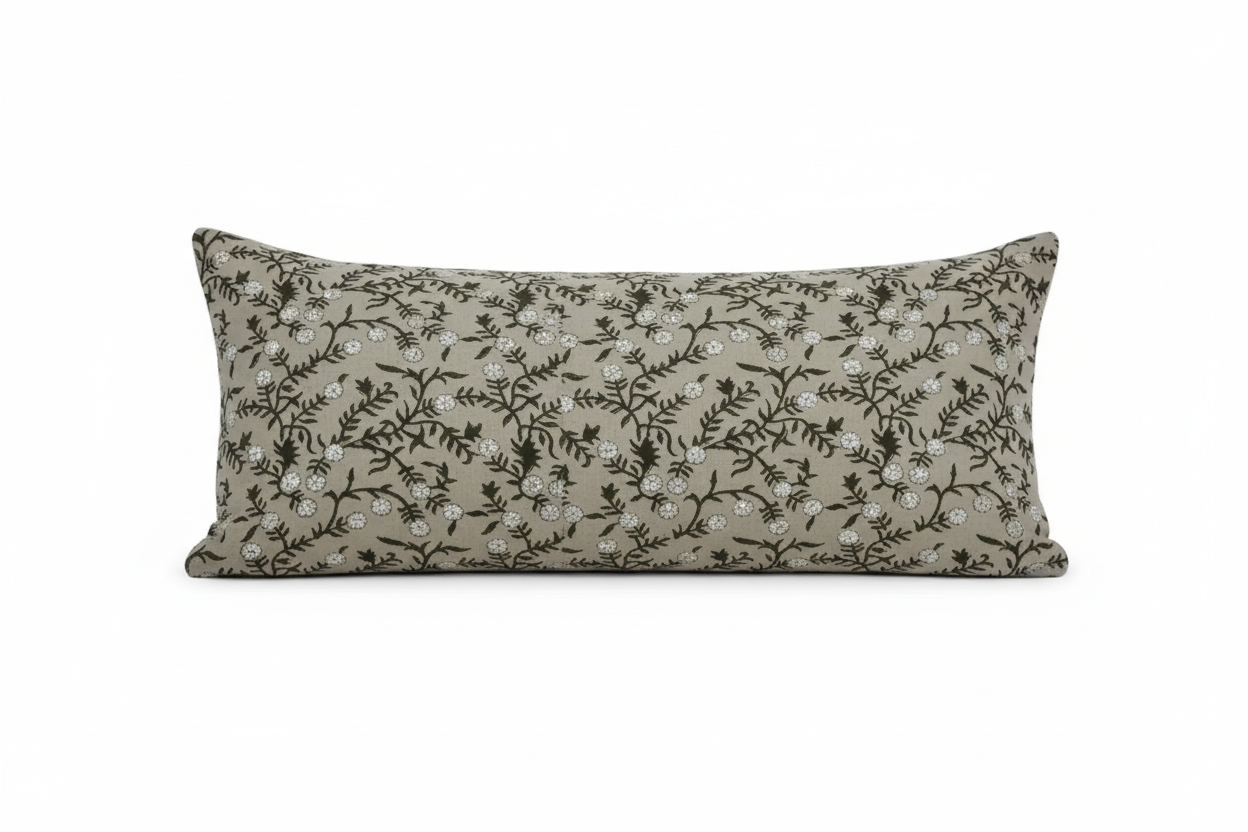 Louis Botanical Print Natural Linen Pillow Cover