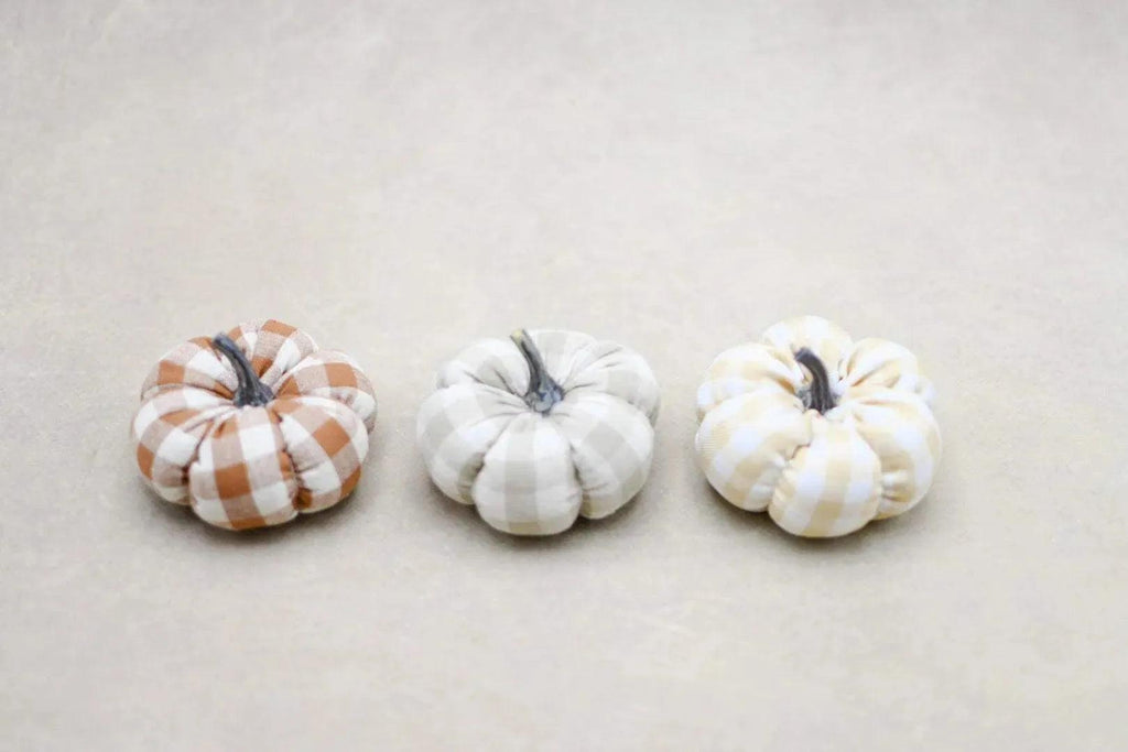 Gingham Pumpkins Set of 3 Home Decor