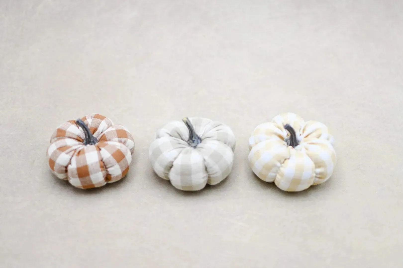 Gingham Pumpkins Set of 3 Home Decor