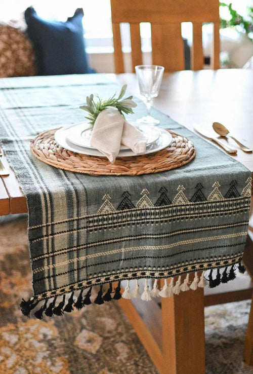 Bhujodi Table Runner - Blue Gray/Multicolor Table Runners