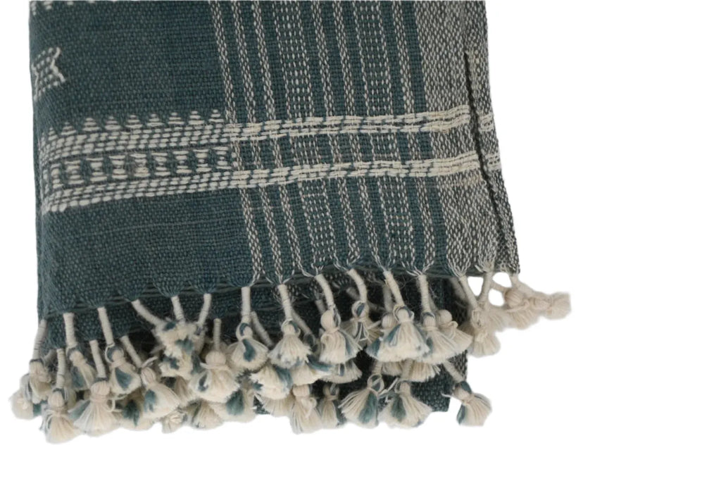Bhujodi Table Runner - Blue Gray - Maple Village Lane