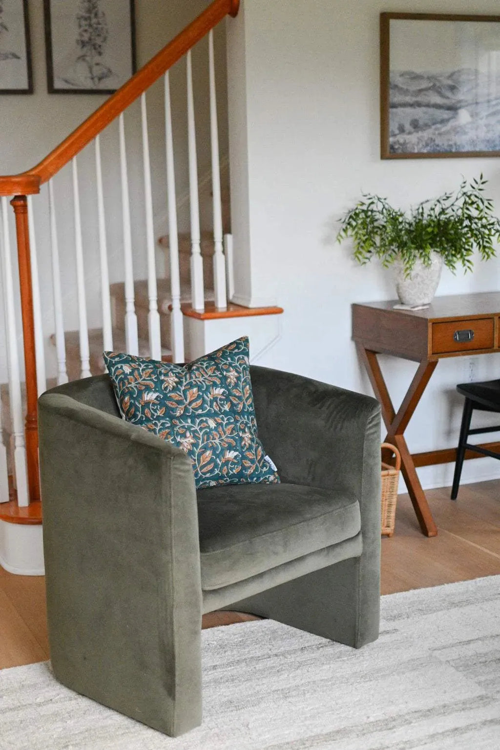 Sadie Botanical Print Deep Teal Pillow Cover Pillow Covers