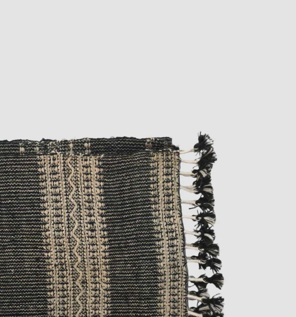 Bhujodi Handwoven Wool Textured Throw Black