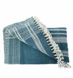 Handwoven Vintage Bhujodi Throw - Navy Blue - 40" X 90"