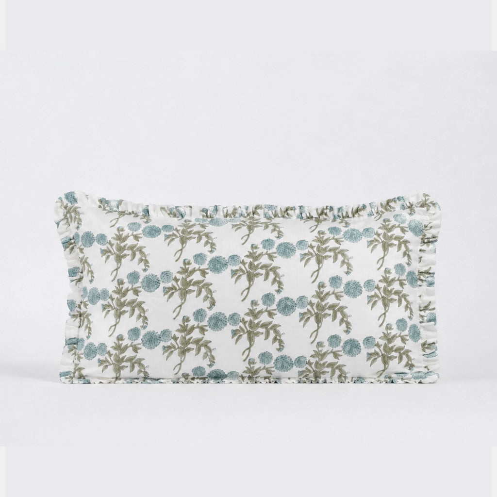 Tony Ice Blue Block Print Cotton Duvet Cover Set