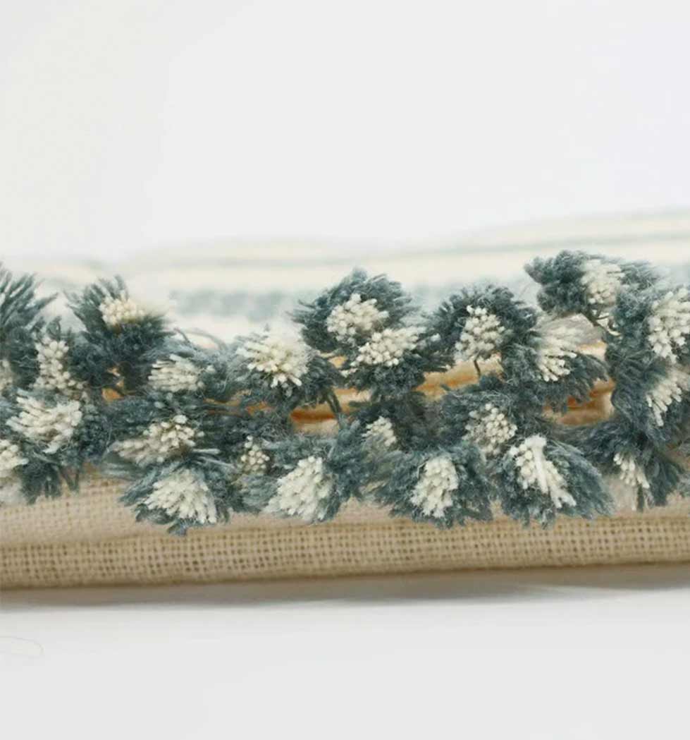 Handwoven Vintage Bhujodi Bed Throw - Azure - 40" x 90"