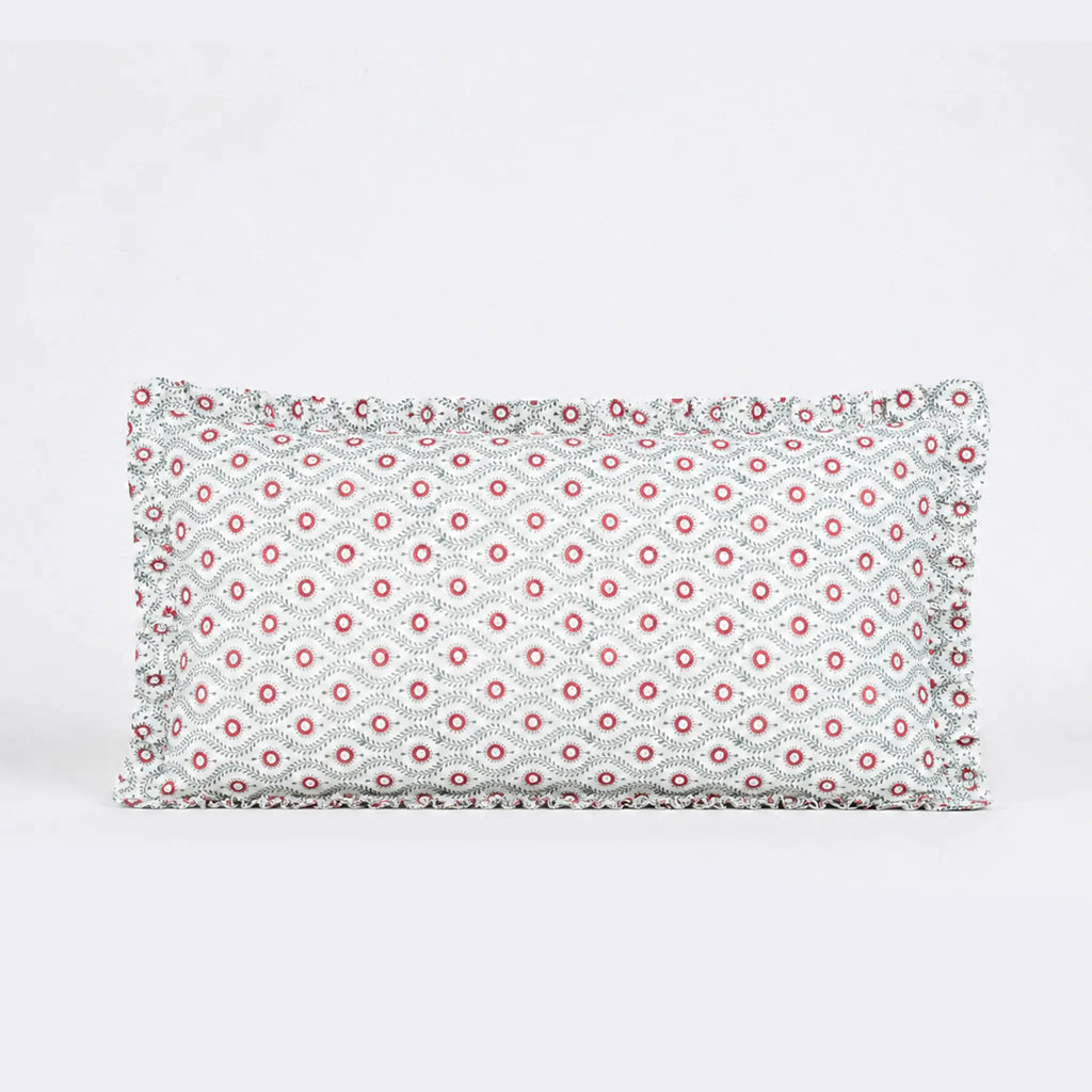 Andrea Red Block Print Cotton Duvet Cover Set