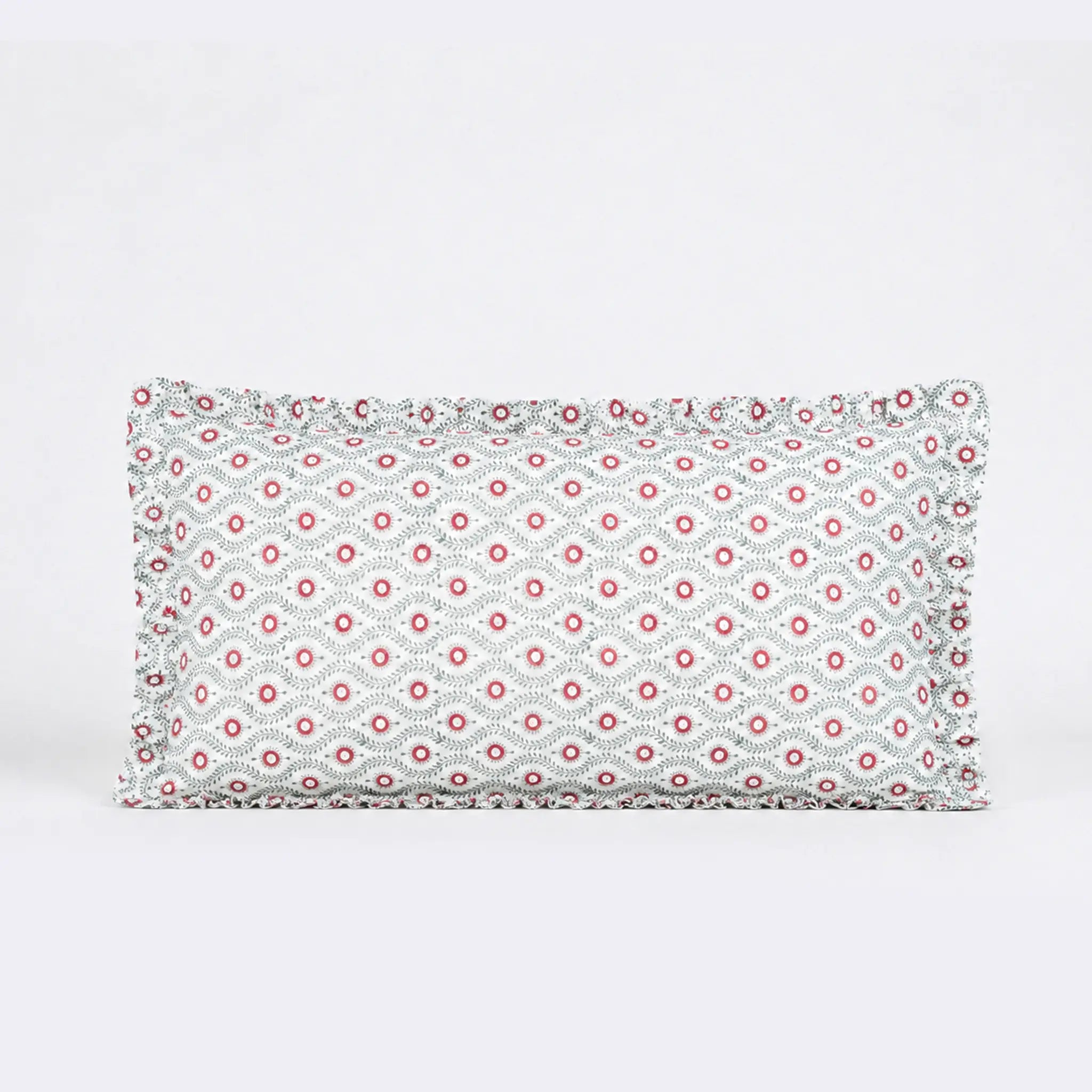 Andrea Red Block Print Cotton Duvet Cover Set