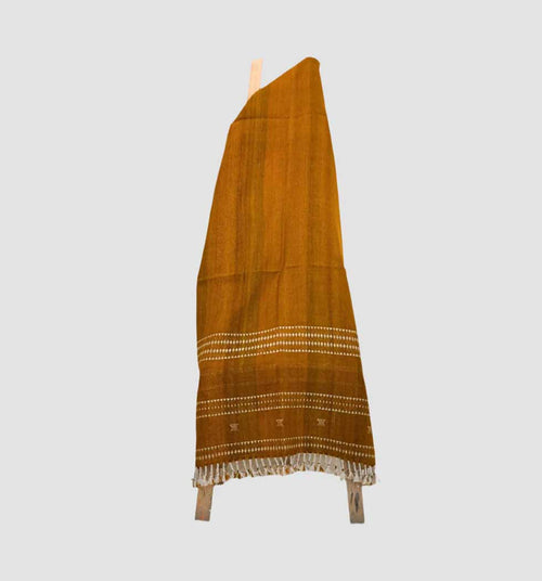 Bhujodi Handwoven Wool Throw Blanket – Golden Ochre Handloom Throws