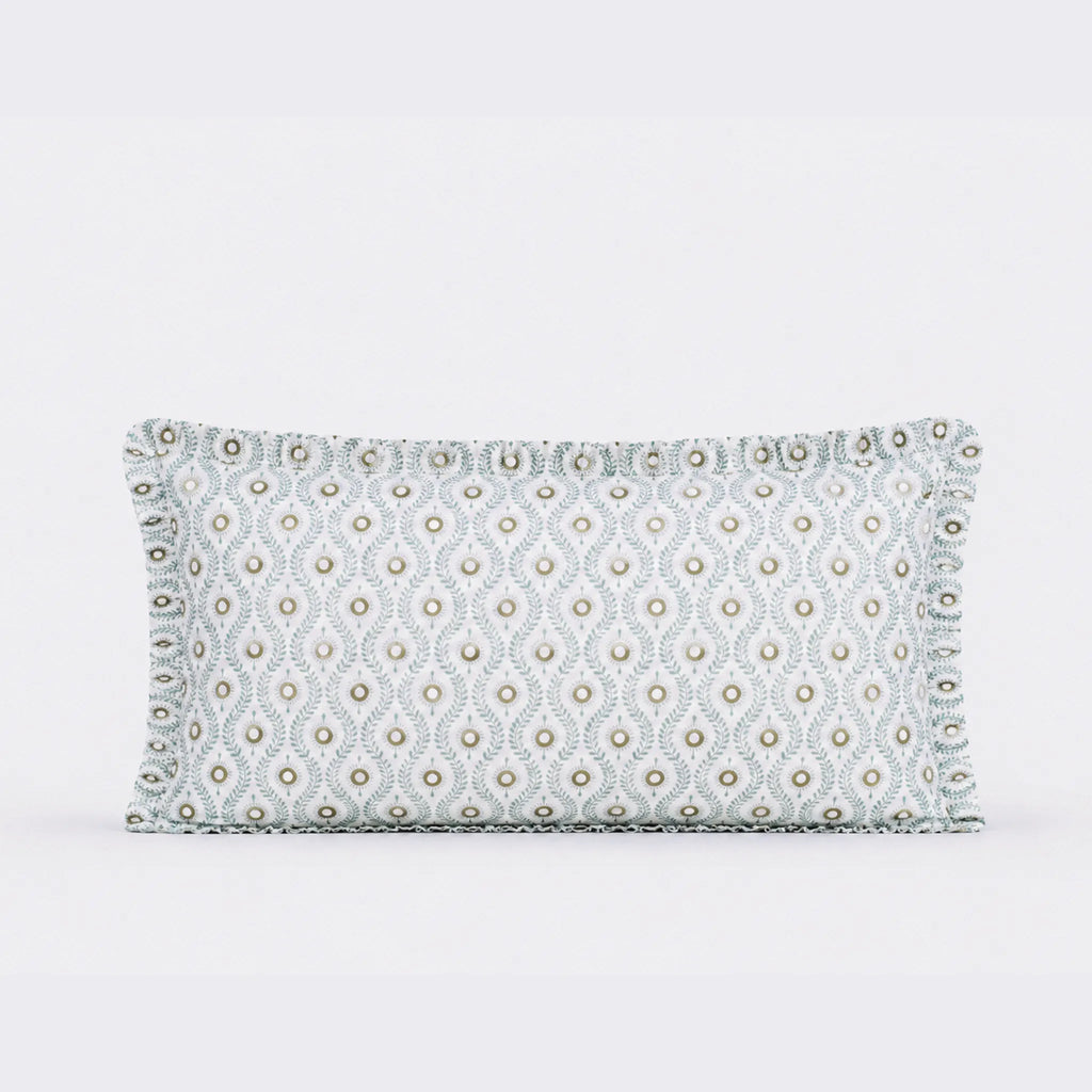 Andrea Ice Blue Block Print Cotton Duvet Cover Set