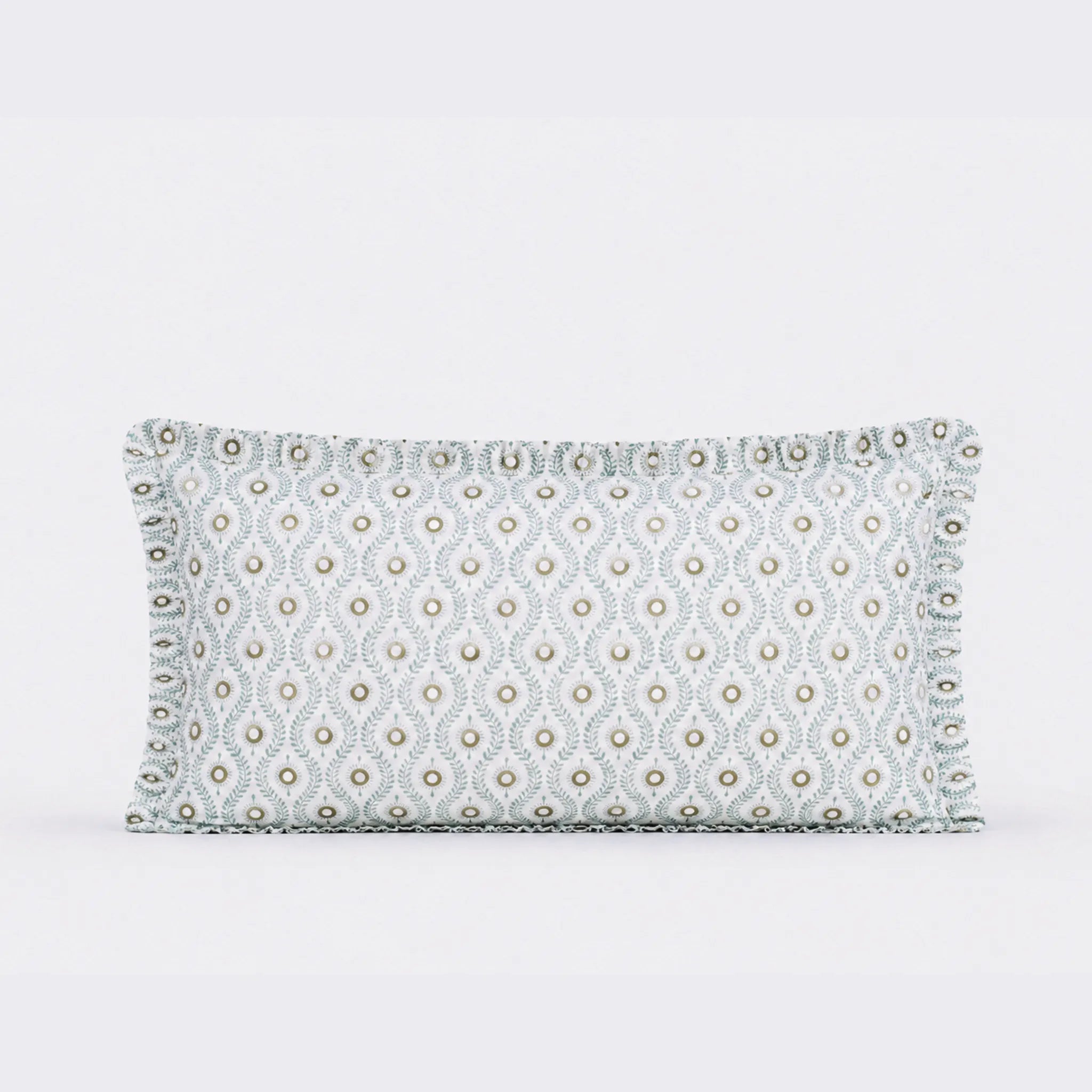 Andrea Ice Blue Block Print Cotton Duvet Cover Set