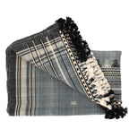 Handwoven Vintage Bhujodi Bed Throw - Sun Bleached Blue - 40" x 90"