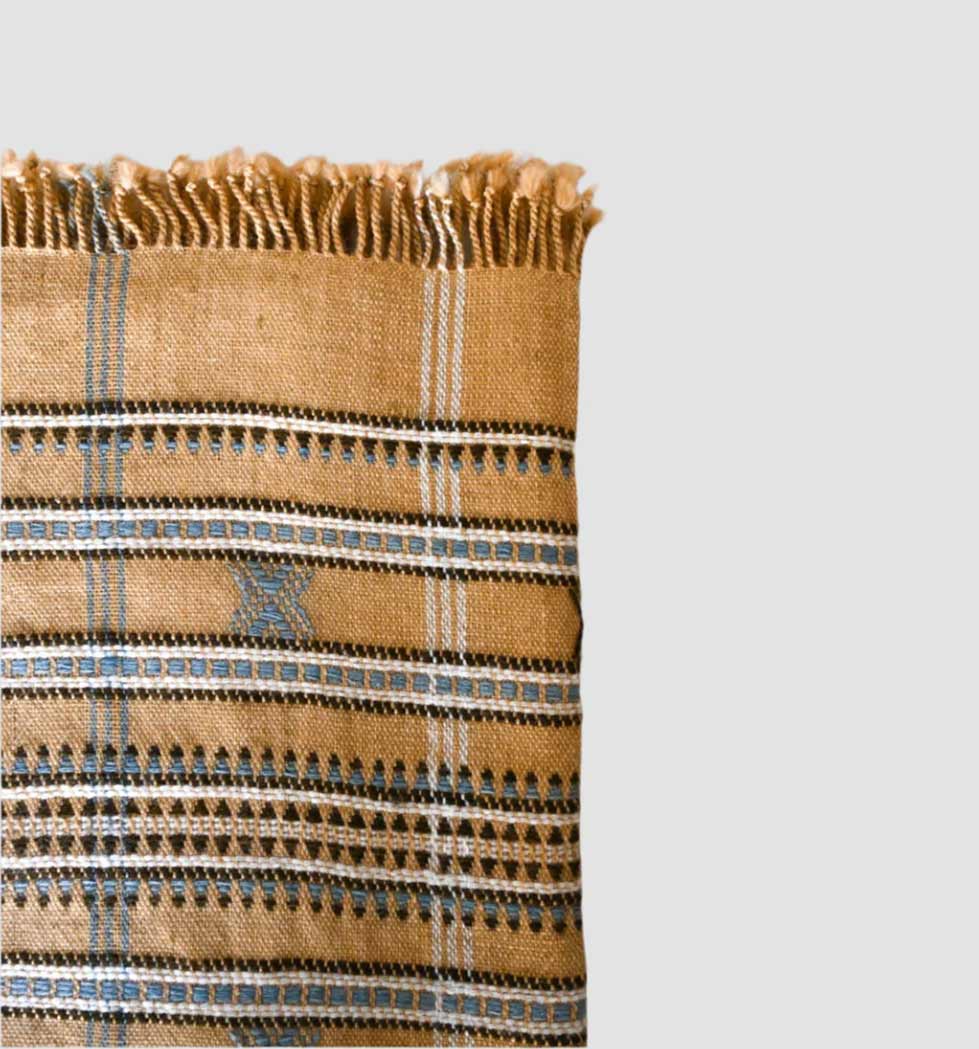 Handwoven Vintage Bhujodi Bed Throw Peach