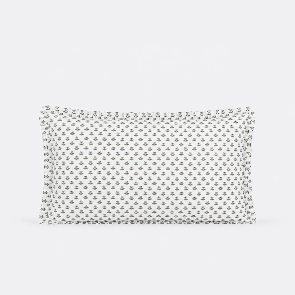Freesia Ice Blue Block Print Cotton Duvet Cover Set