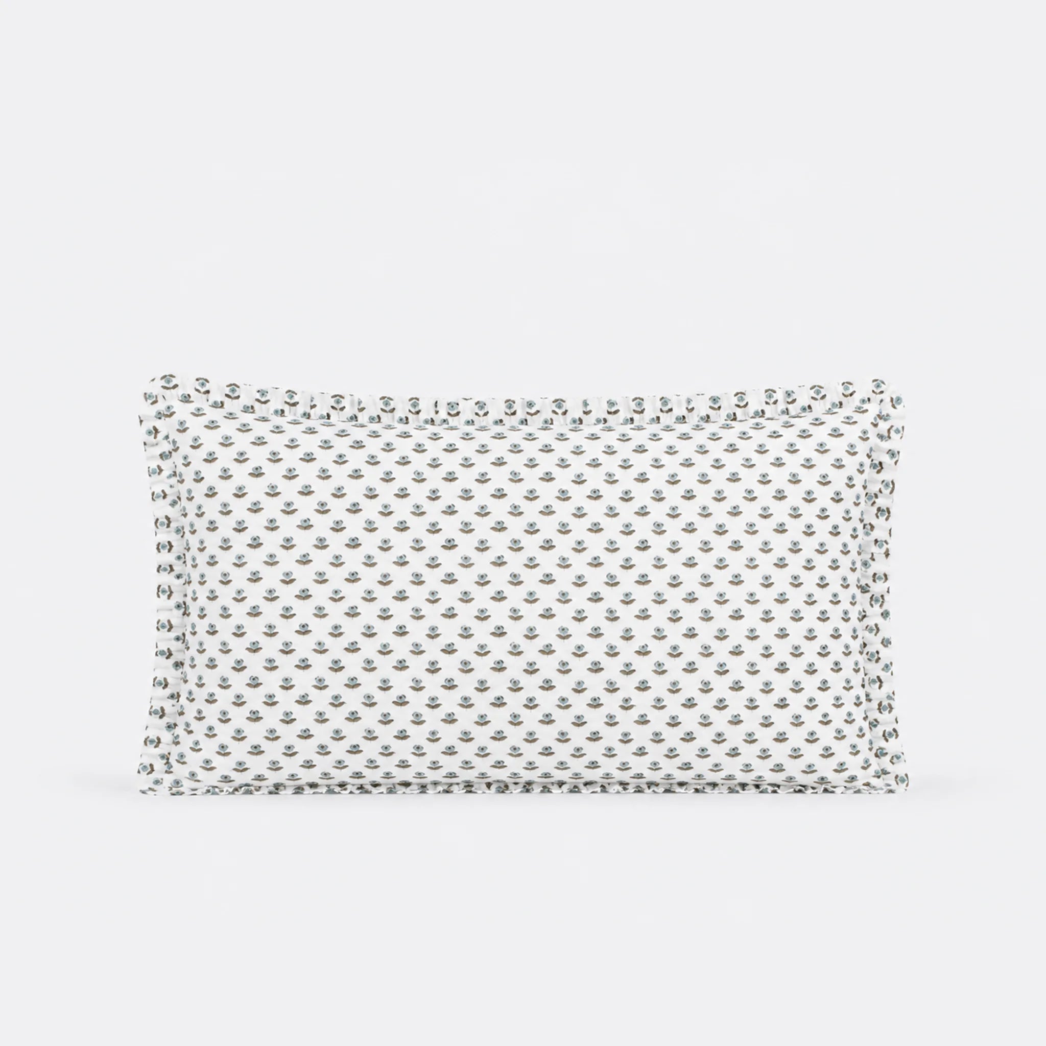 Freesia Ice Blue Block Print Cotton Duvet Cover Set