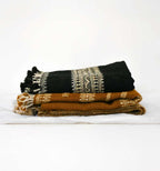 Handwoven Vintage Bhujodi Bed Throw -Black and Biege - 24" x 80"
