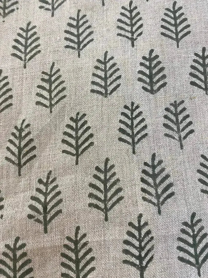 Diane Hand Block Printed Linen Fabric For Upholstery Linen Fabric