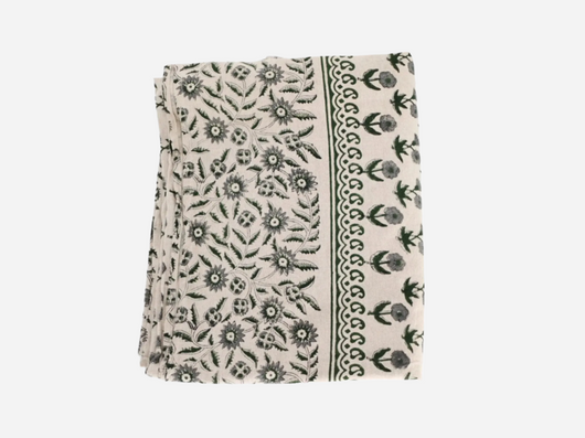 Eleanor Floral Block Print Tablecloth - Maple Village Lane