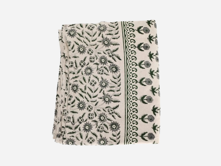 Eleanor Floral Block Print Tablecloth - Maple Village Lane