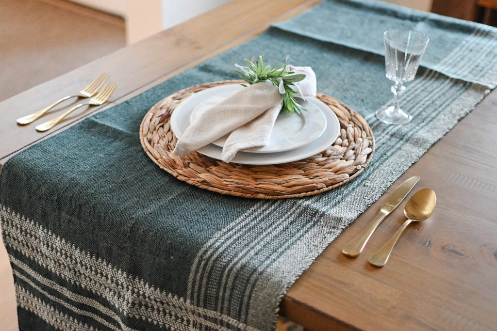 Bhujodi Table Runner - Dark Blue - Maple Village Lane