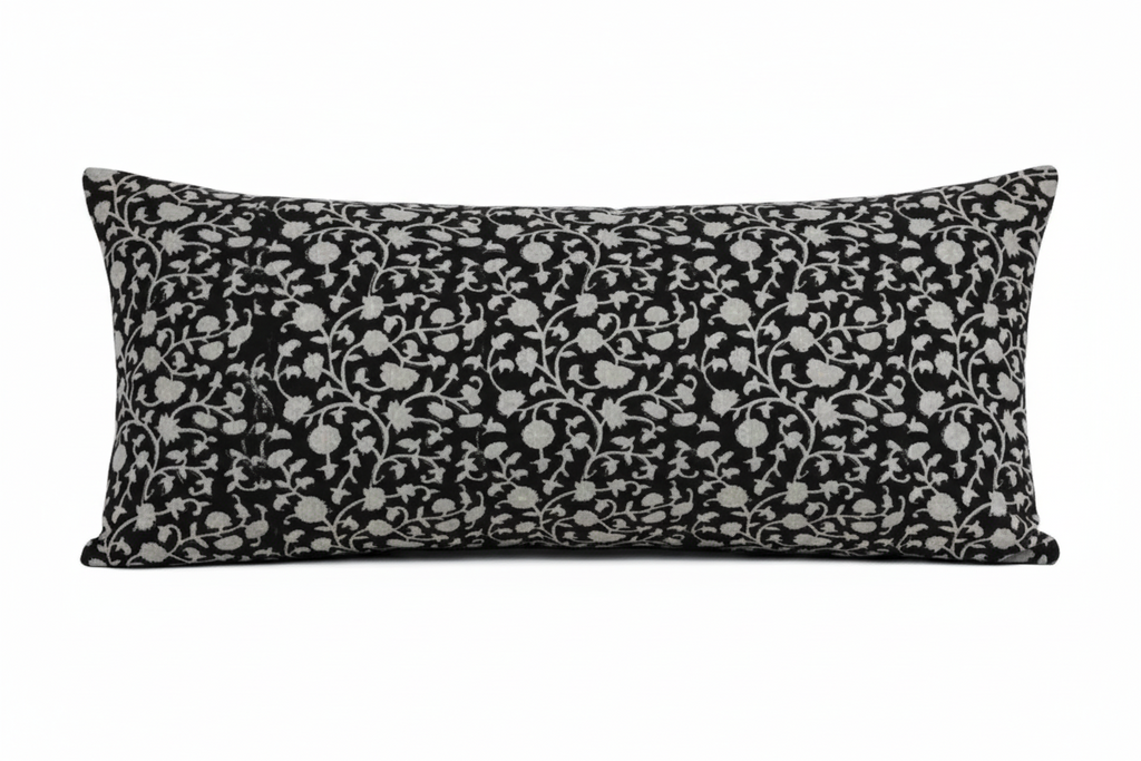 Valentina Botanical Print Black Pillow Cover Pillow Covers