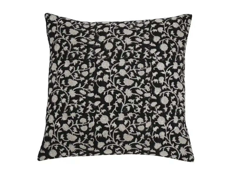 Valentina Botanical Print Black Pillow Cover Single Sided Pillow Covers