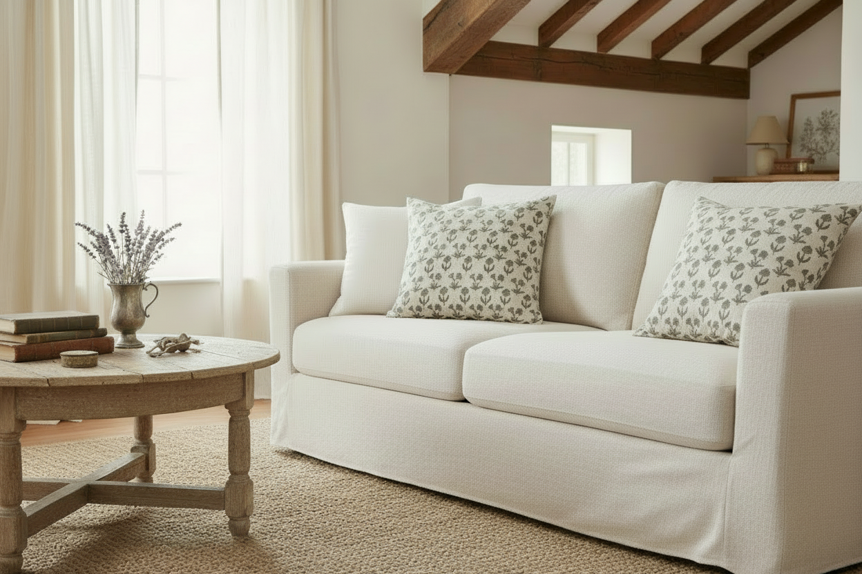 Lillian Ditsy Prints Warm White Pillow Cover