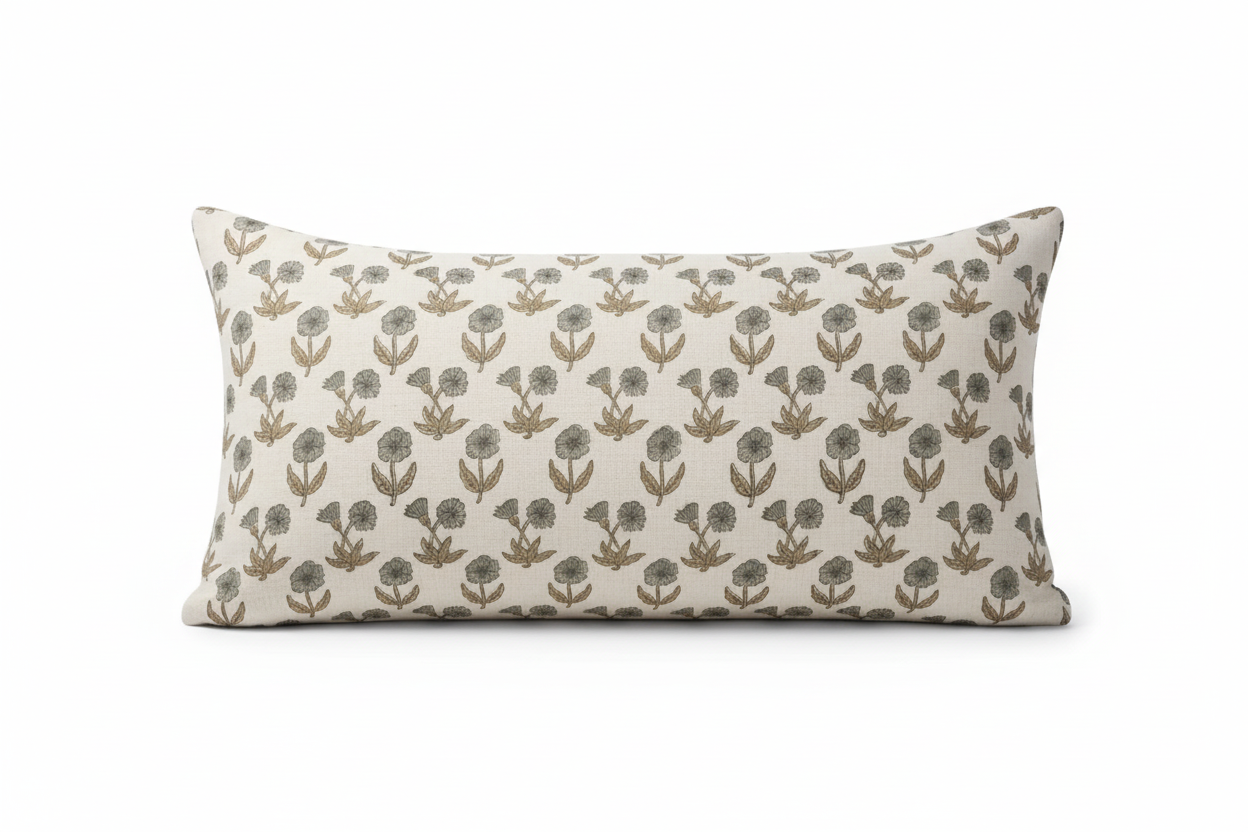 Lillian Ditsy Prints Warm White Pillow Cover