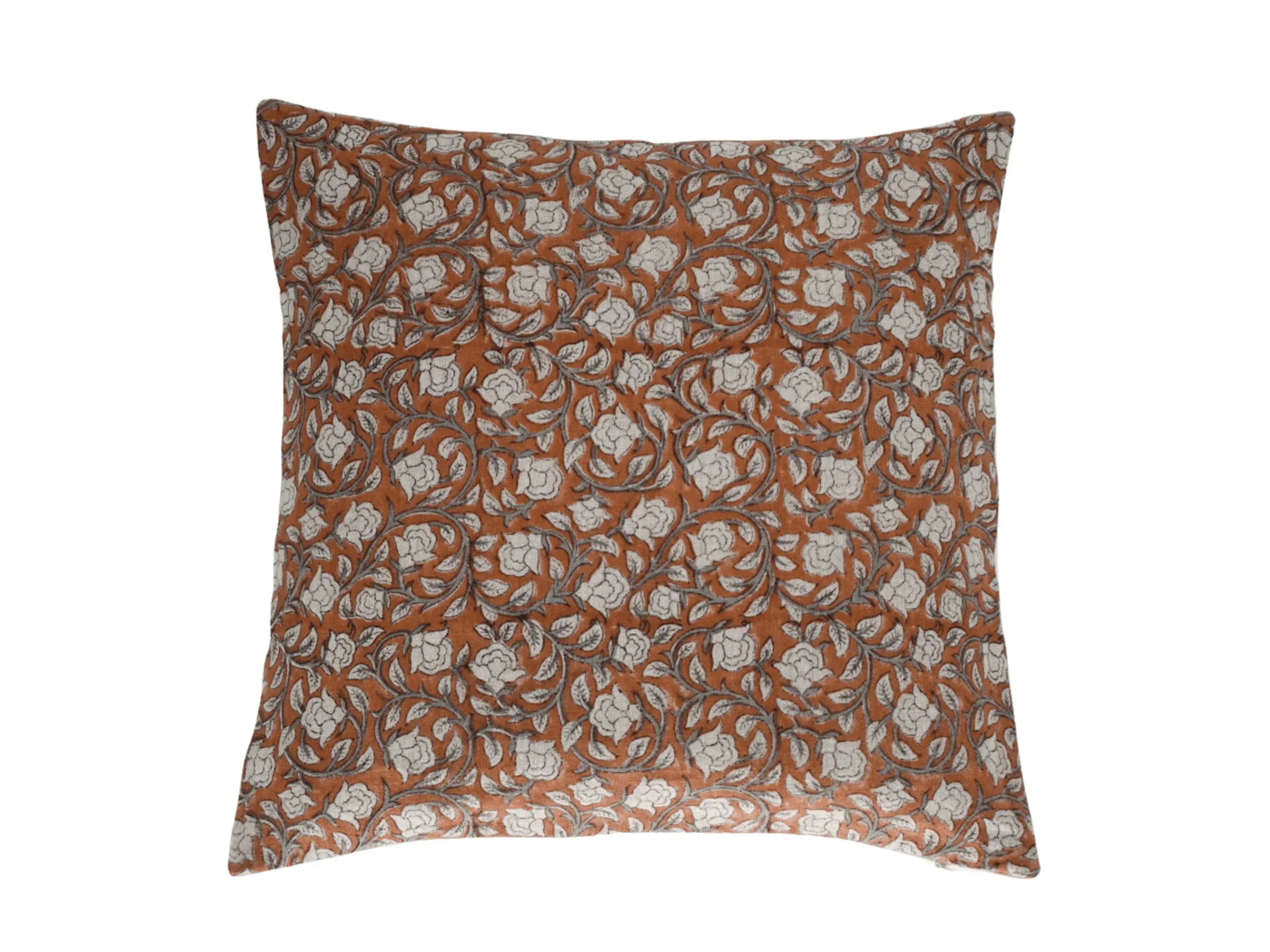Clementine Botanical Print Spiced Pumpkin Pillow Cover 26" x 26" Double Sided Pillow Covers