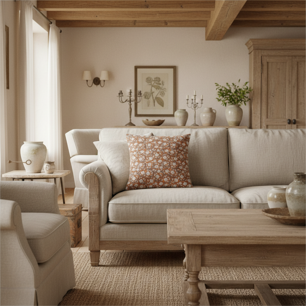 Clementine Botanical Print Spiced Pumpkin Pillow Cover Pillow Covers