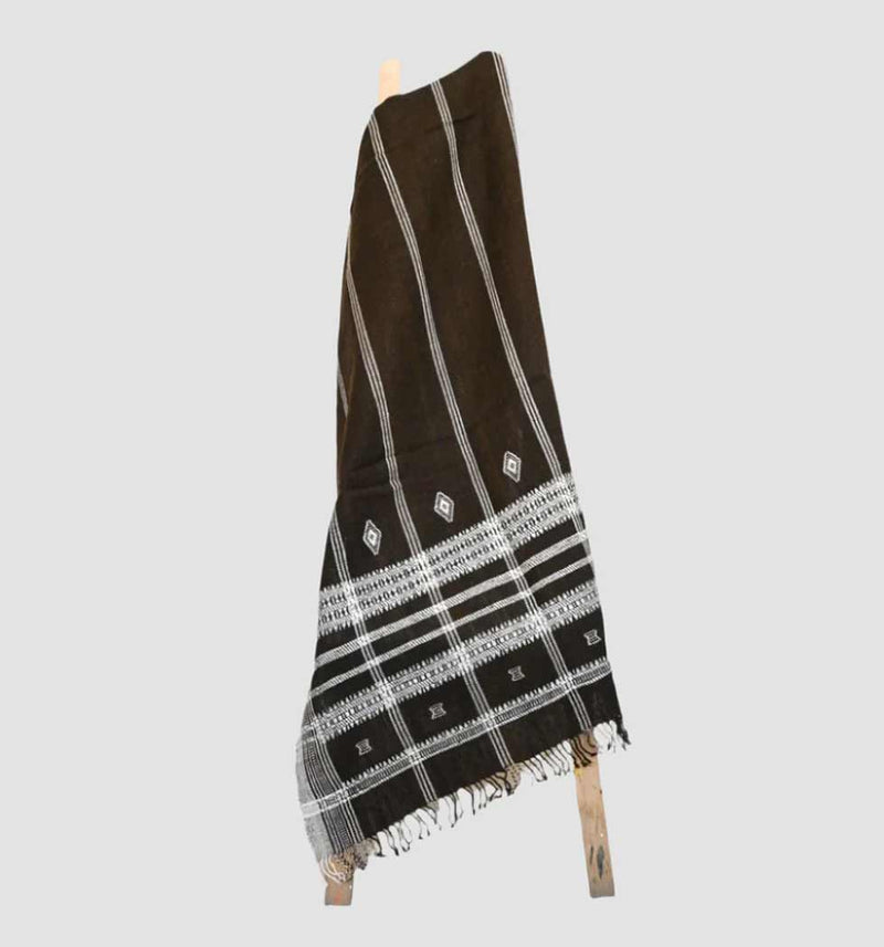 Handwoven Vintage Bhujodi Bed Throw Brown Handloom Throws