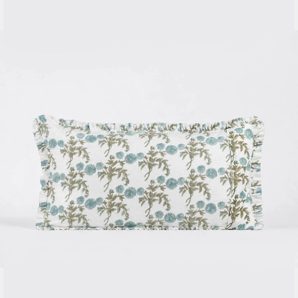 Tony Ice Blue Block Print Cotton Duvet Cover Set