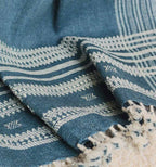 Handwoven Vintage Bhujodi Throw - Navy Blue - 40" X 90"