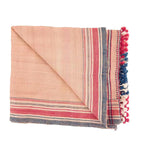 Handwoven Vintage Bhujodi Bed Throw - Salmon - 40" x 90"