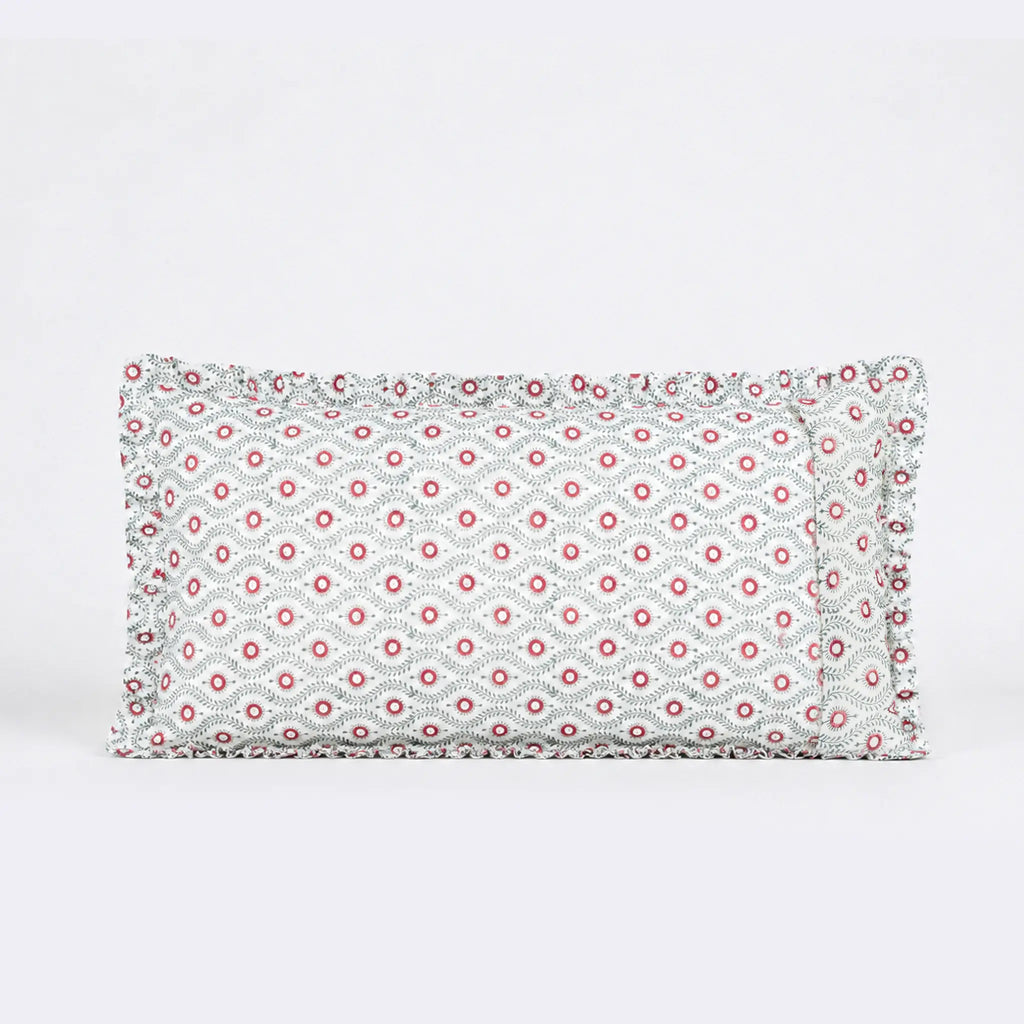 Andrea Red Block Print Cotton Duvet Cover Set