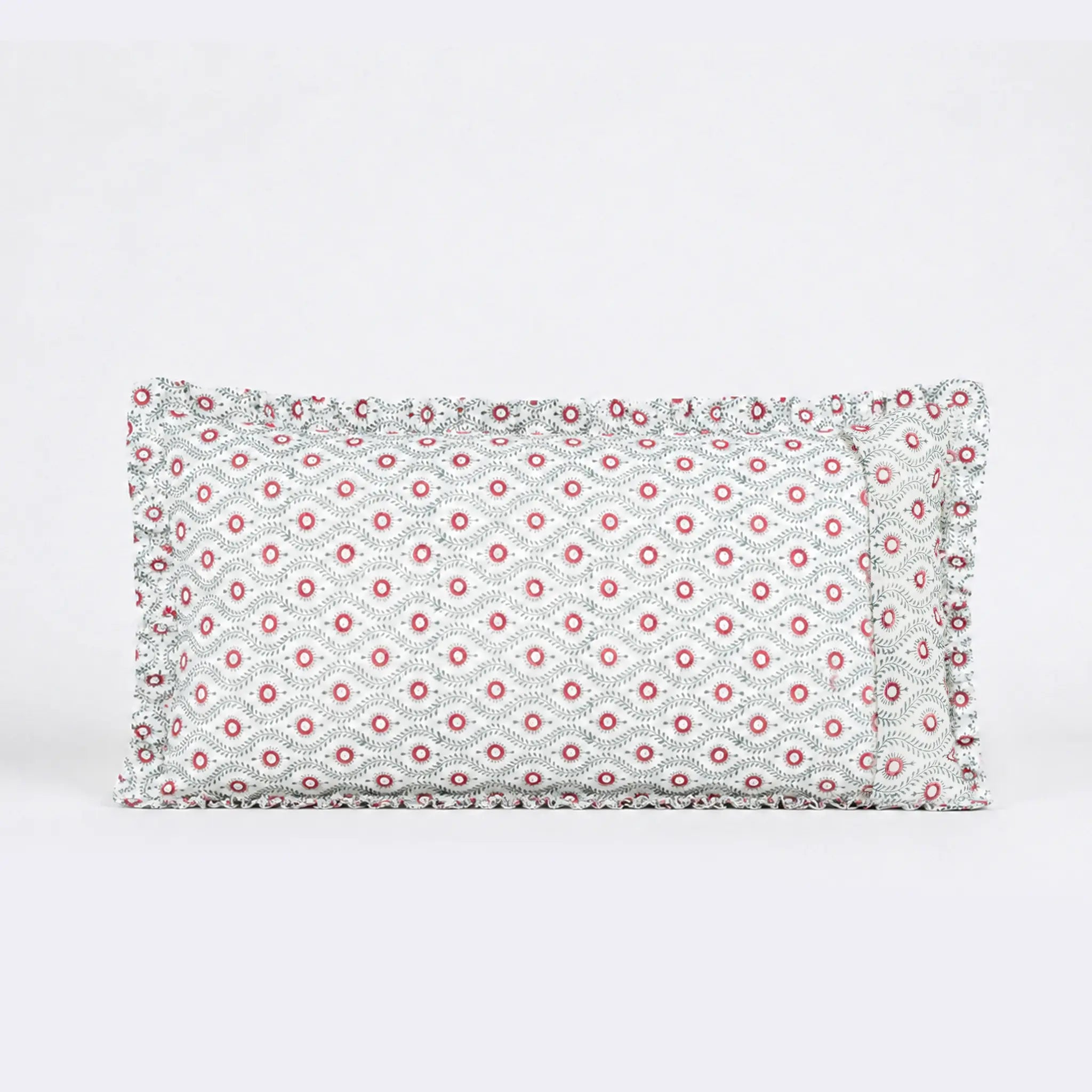 Andrea Red Block Print Cotton Duvet Cover Set