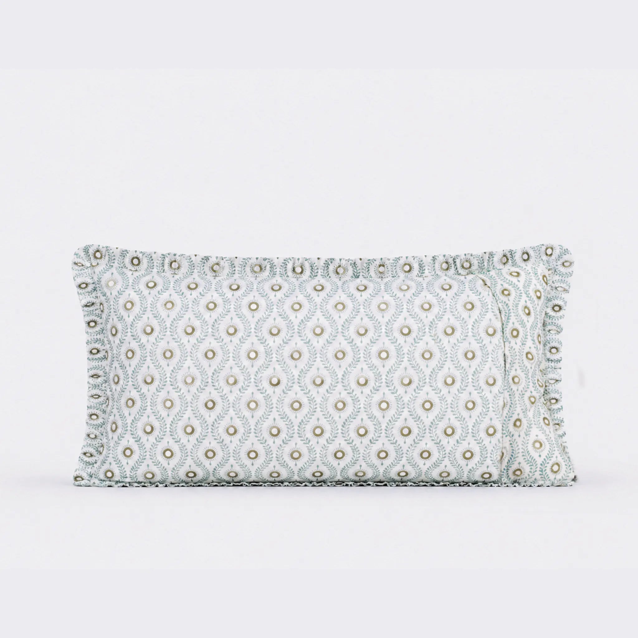 Andrea Ice Blue Block Print Cotton Duvet Cover Set
