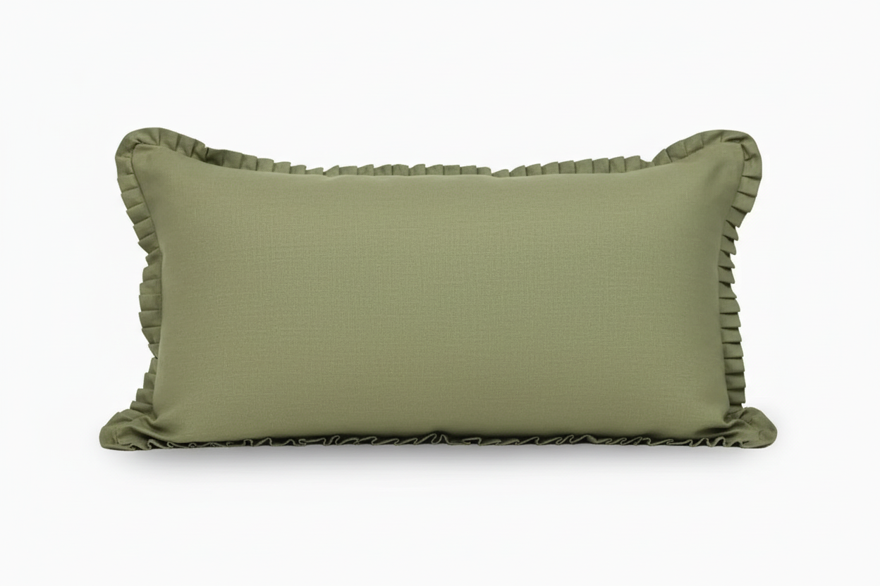 Penrose Linen Vintage Sage Pillow Cover Ruffle Pillow Covers