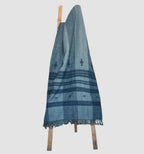 Handwoven Vintage Bhujodi Bed Throw -Slate Blue - 54" x 102" Handloom Throws