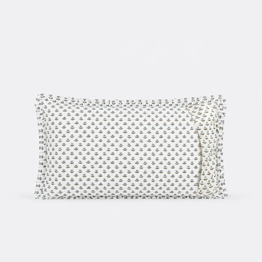 Freesia Ice Blue Block Print Cotton Duvet Cover Set